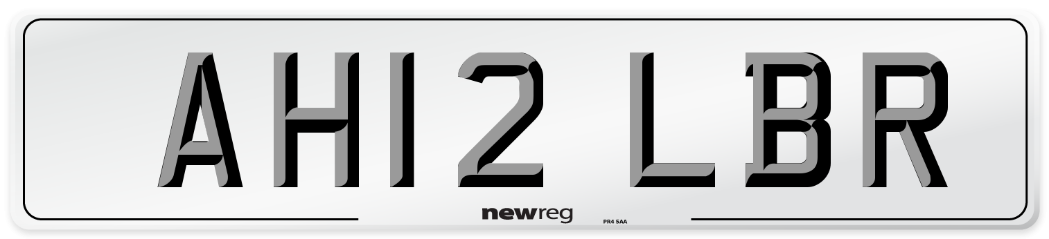 AH12 LBR Number Plate from New Reg